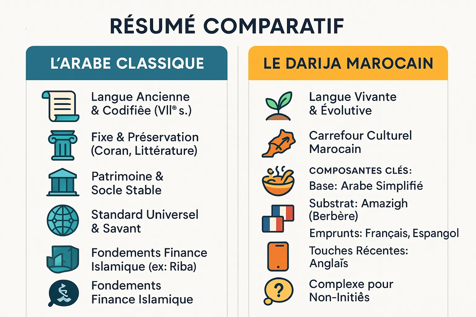 Comparaison entre l'arabe classique et le darija marocain