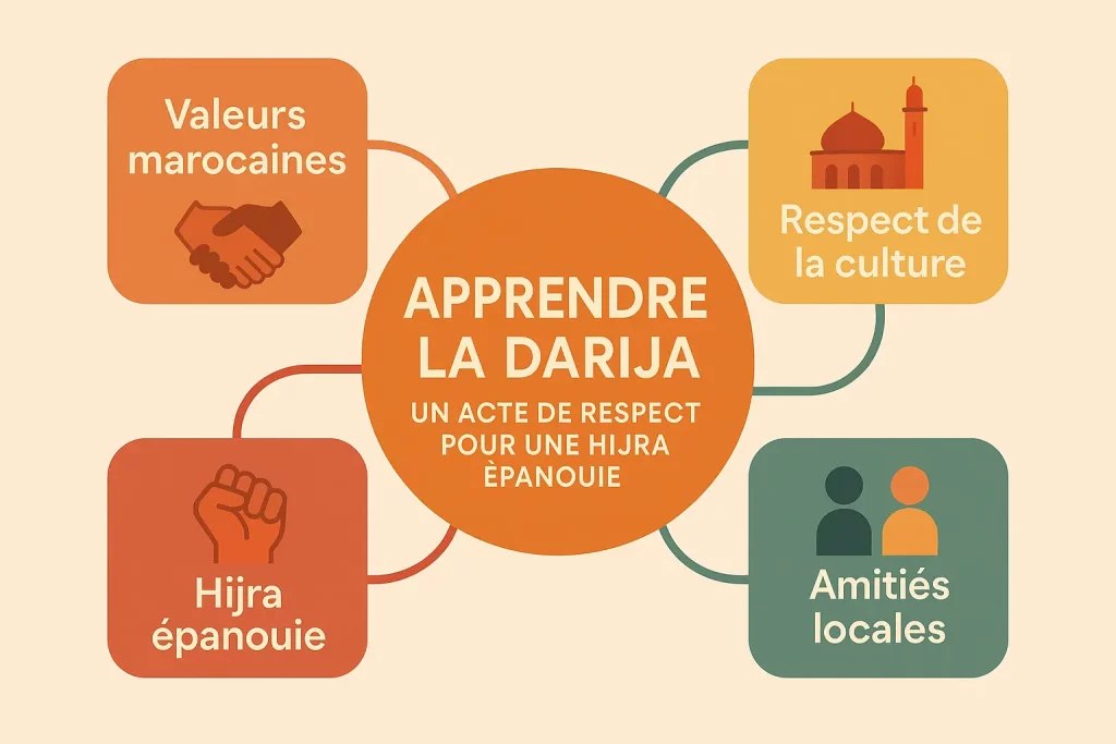 illustration représentant le bienfait d apprendre la darija et hijra reussi