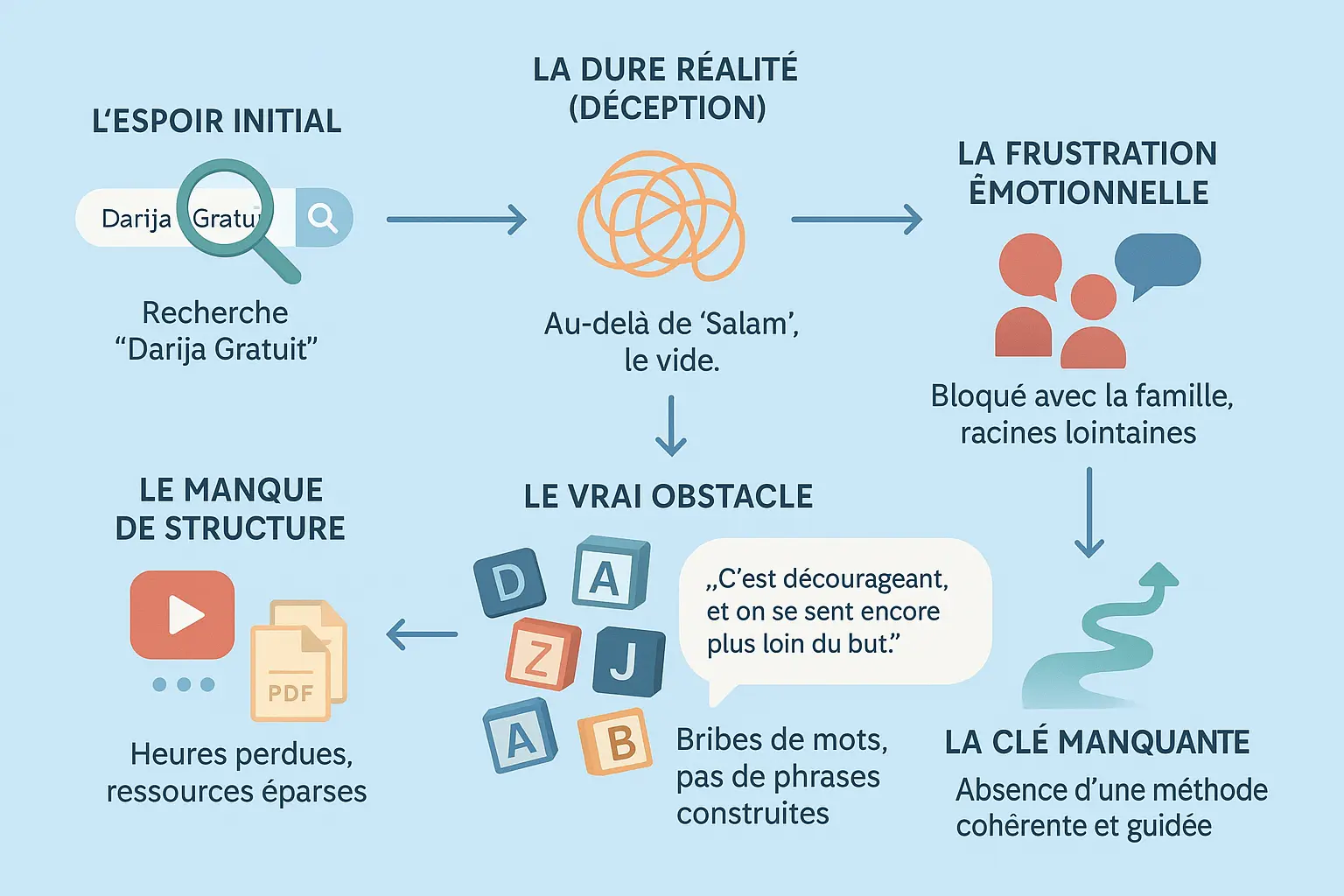 Frustration d'une jeune femme devant son ordinateur cherchant des cours de darija gratuits