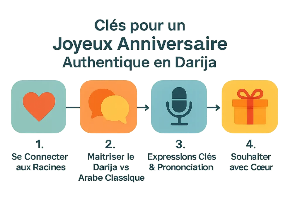 illustration des clés à maitriser pour dire joyeux anniversaire en marocain et se connecter a la culture