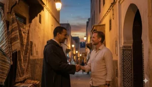 image de deux homme se disant bonsoir en darija