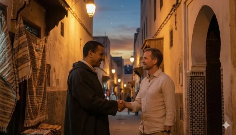 image de deux homme se disant bonsoir en darija