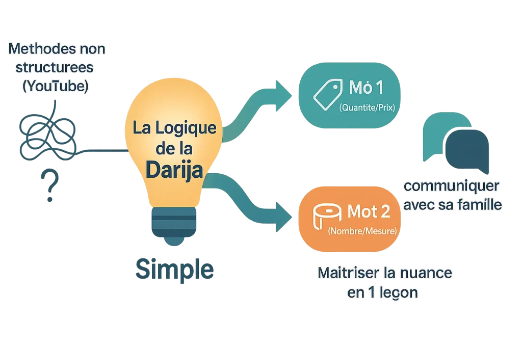 schema representant les difference selon la situation d'utiliser le mot combien en marocain