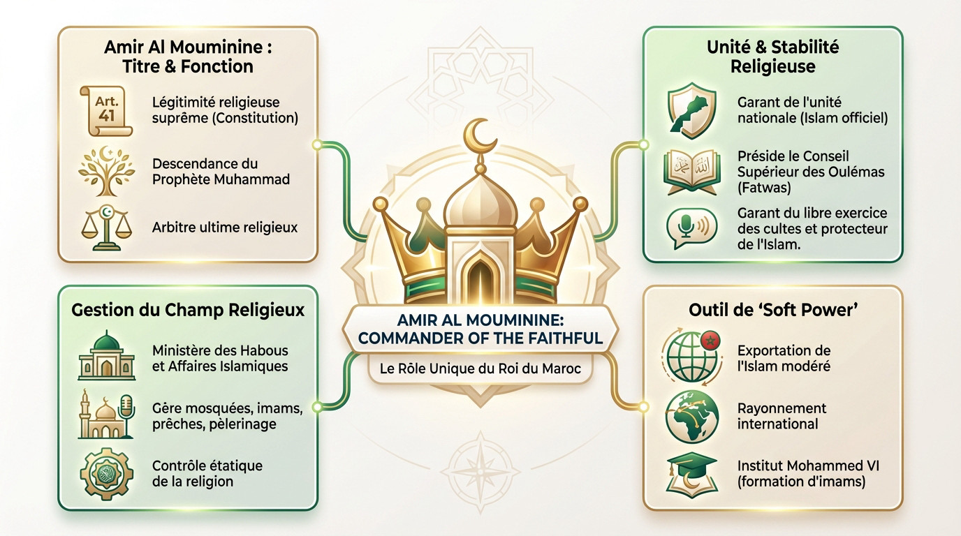 Le Roi Mohammed VI, Commandeur des Croyants, présidant une cérémonie religieuse officielle au Maroc
