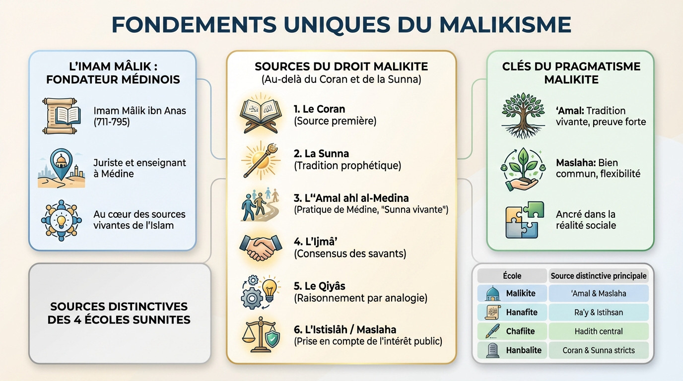 Illustration des fondements du malikisme et de l'imam Malik à Médine