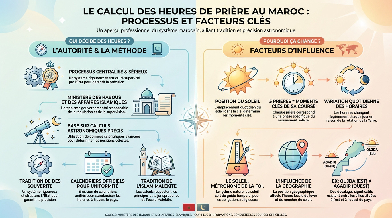 Calcul astronomique des heures de prière au Maroc par le ministère des Habous