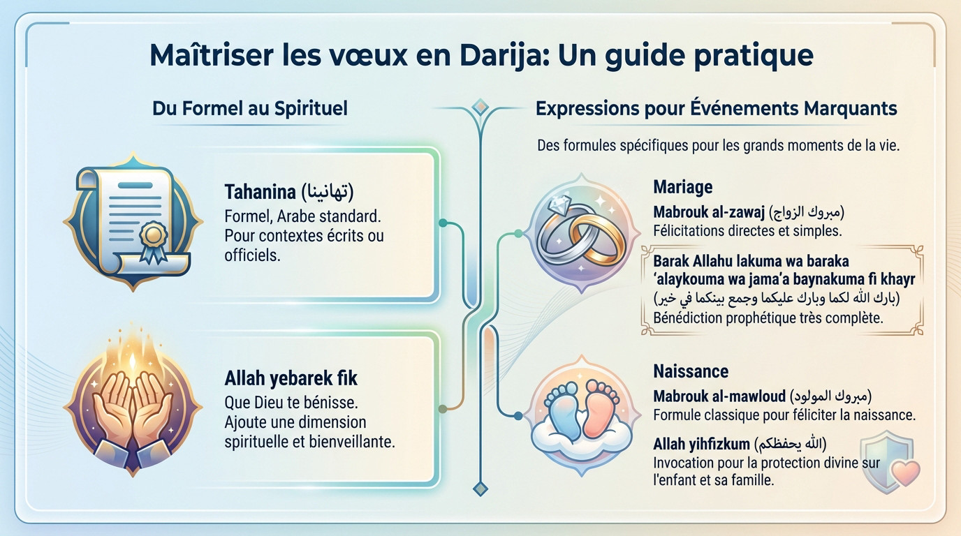 Guide pratique des expressions de félicitations en darija pour mariage et naissance