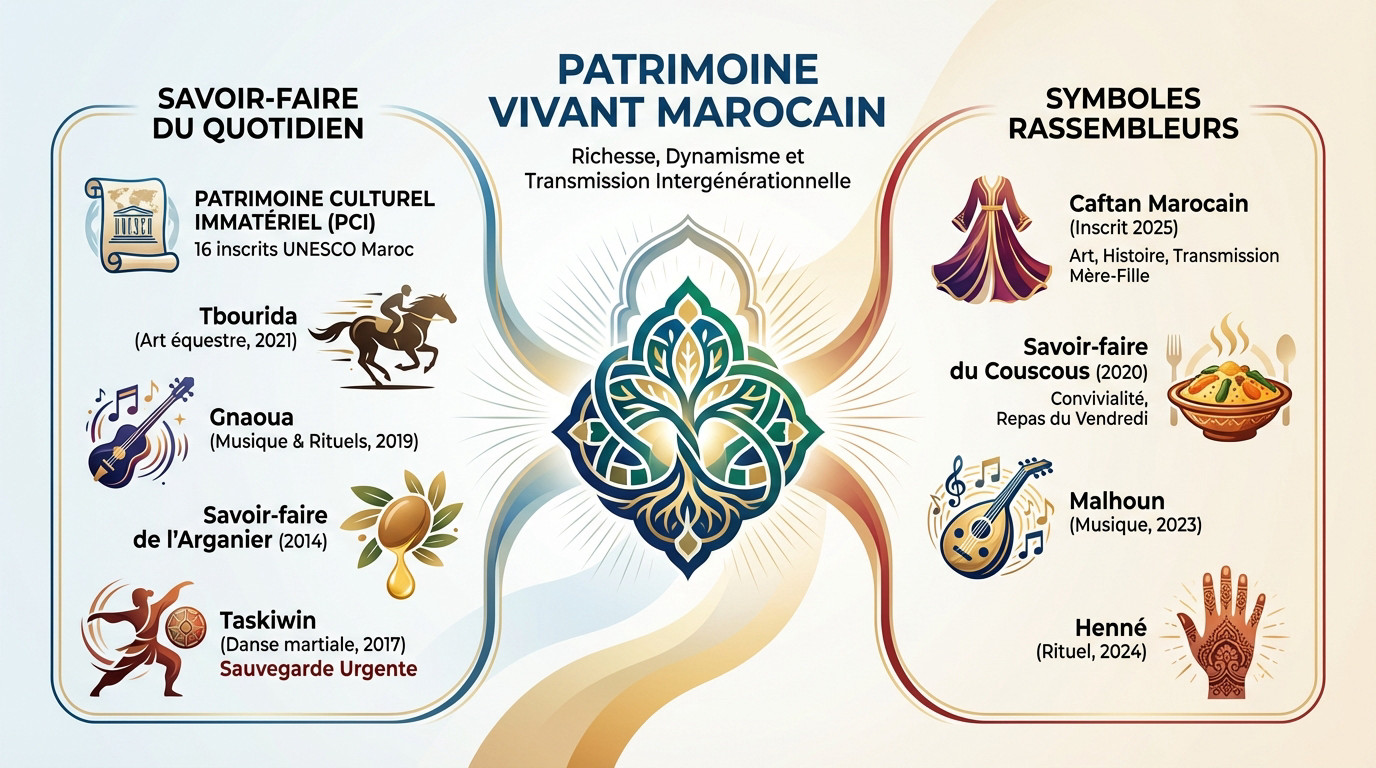 Artisans marocains perpétuant le savoir-faire ancestral du patrimoine vivant