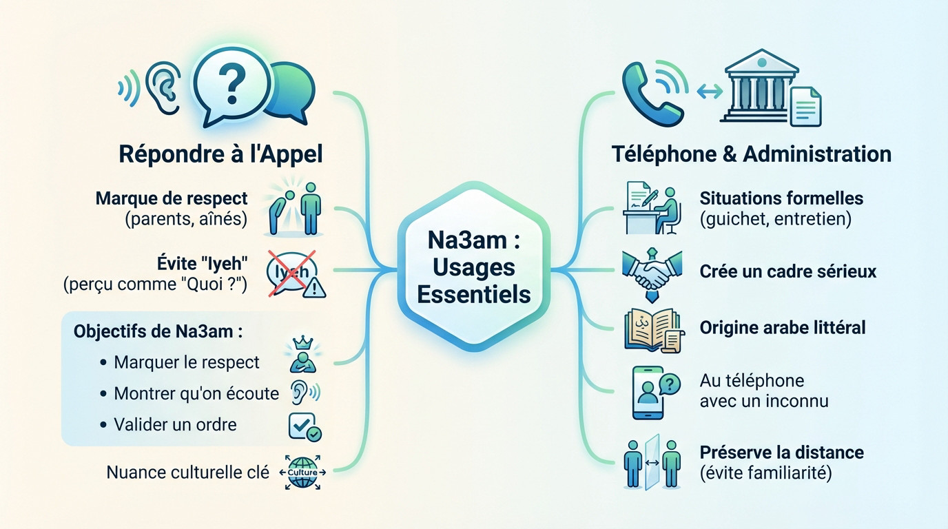 Usage du mot Na3am en arabe marocain pour répondre avec politesse