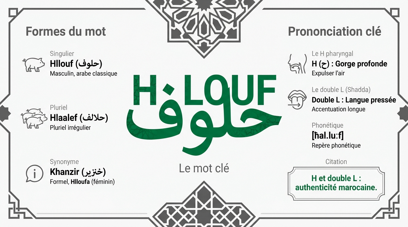 Illustration du mot cochon en arabe marocain darija