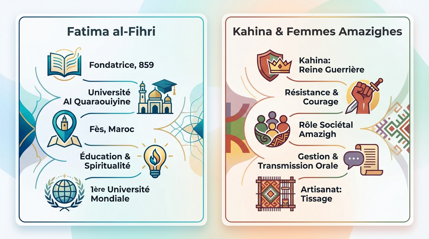 Infographie représentant l'impact de la femme en marocain à travers l'histoire