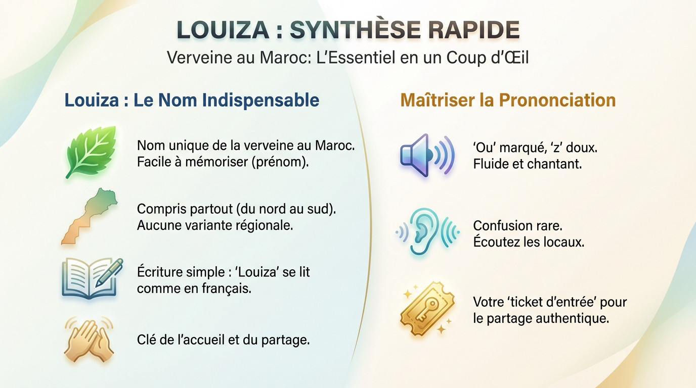 Illustration de la verveine ou Louiza au Maroc avec son écriture en arabe