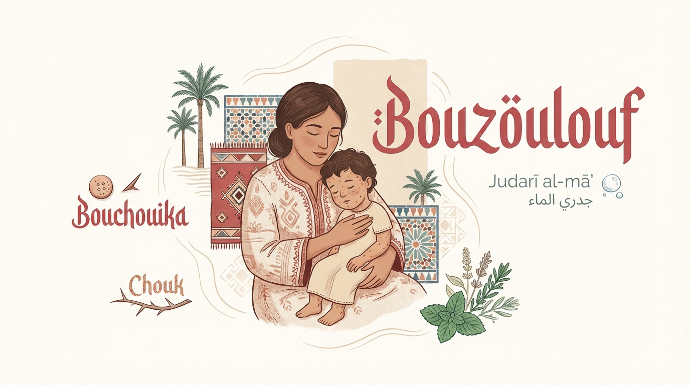 Maman marocaine soignant son enfant à la maison