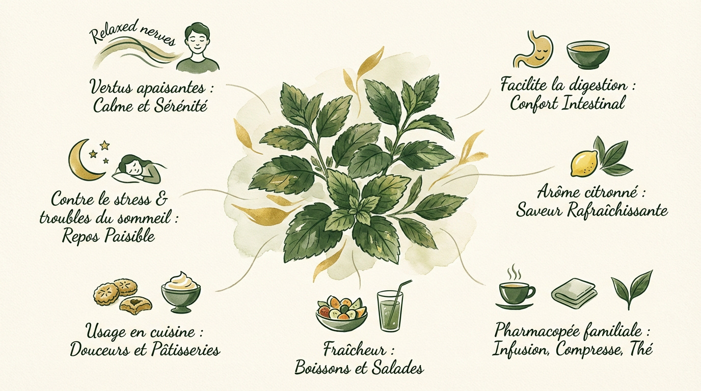 Feuilles de mélisse fraîche et menthe séchée dans une herboristerie marocaine traditionnelle