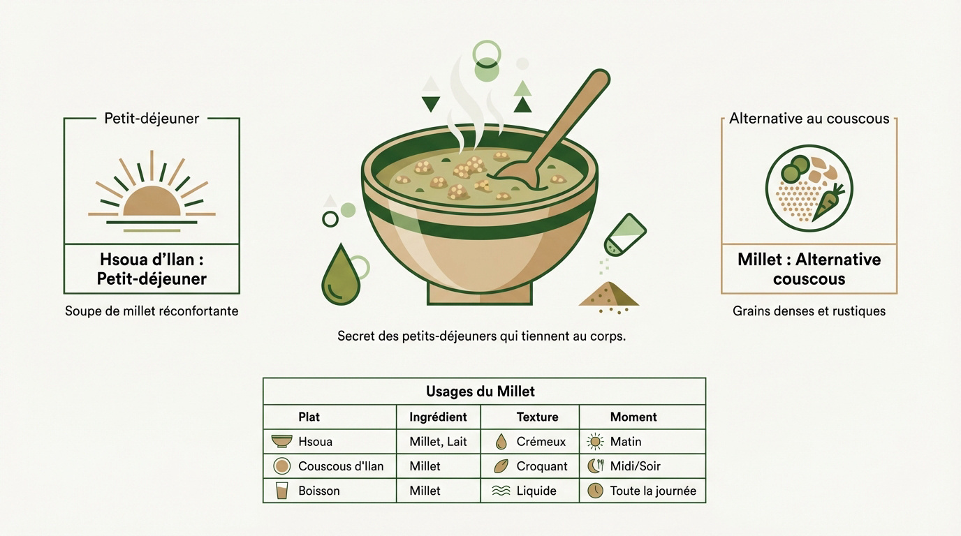 Bol de soupe Hsoua d'Ilan traditionnelle au millet et lait