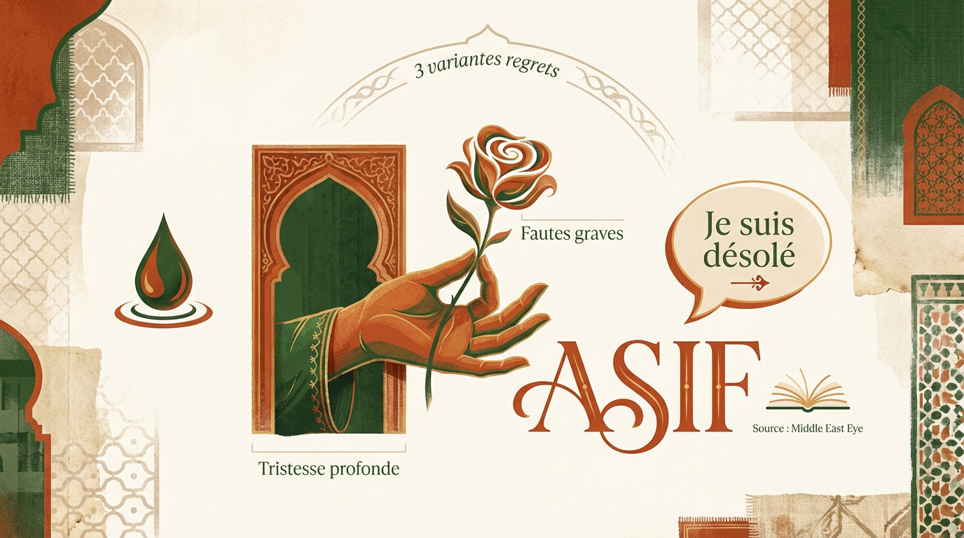 Illustration de la sincérité et des regrets en arabe marocain avec le mot Asif