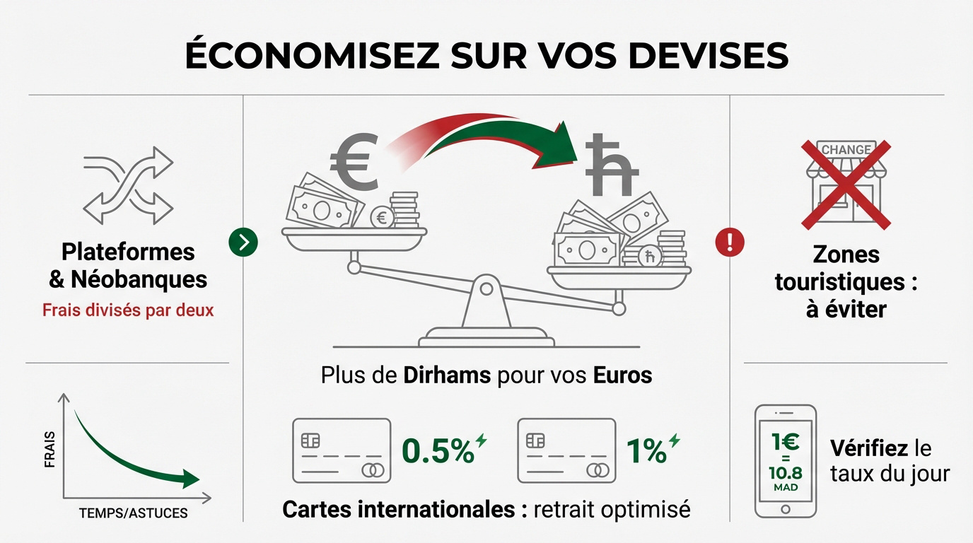 Infographie conseils pour optimiser le change en dirham marocain