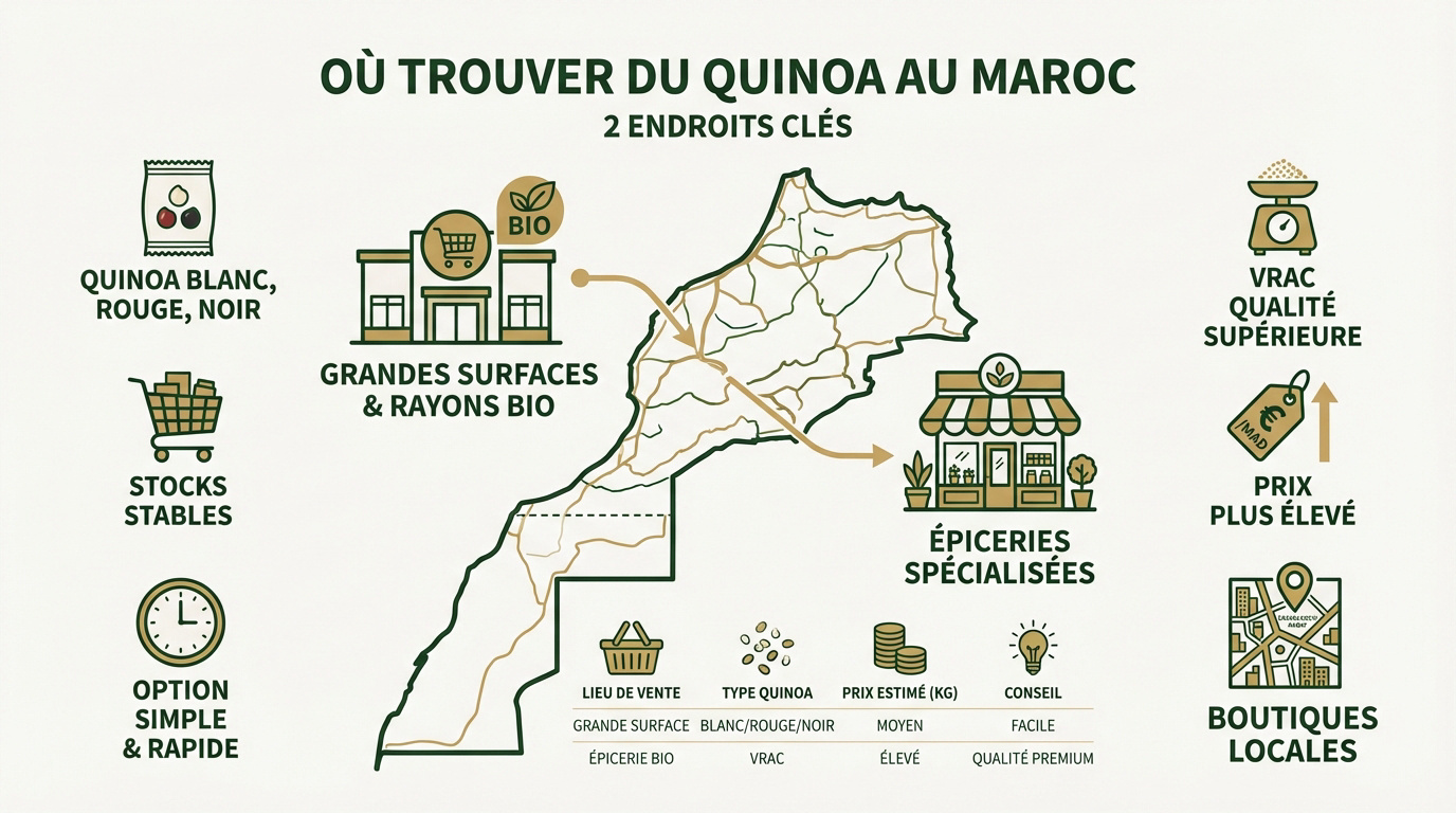 Achat de quinoa dans un supermarché moderne au Maroc