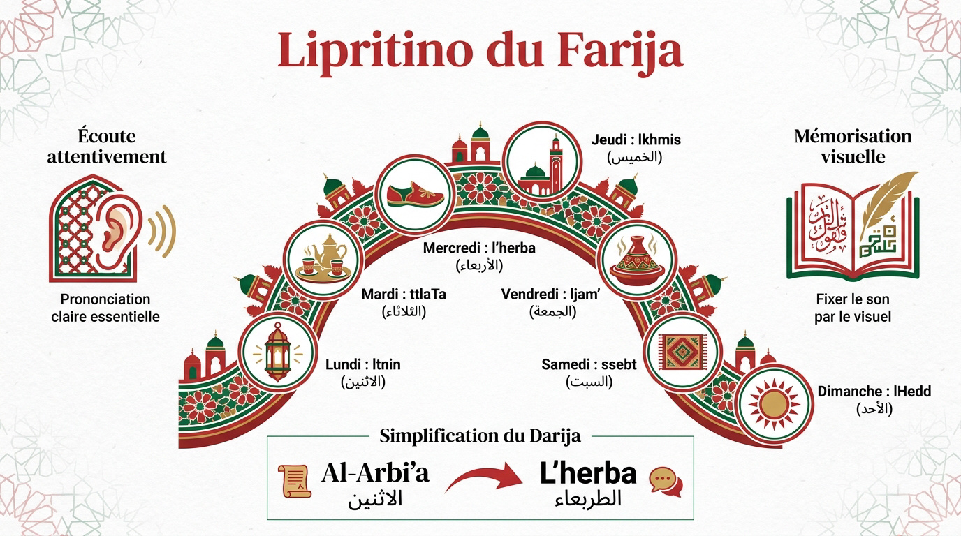 Apprendre les jours de la semaine en arabe marocain avec BlaBla Darija