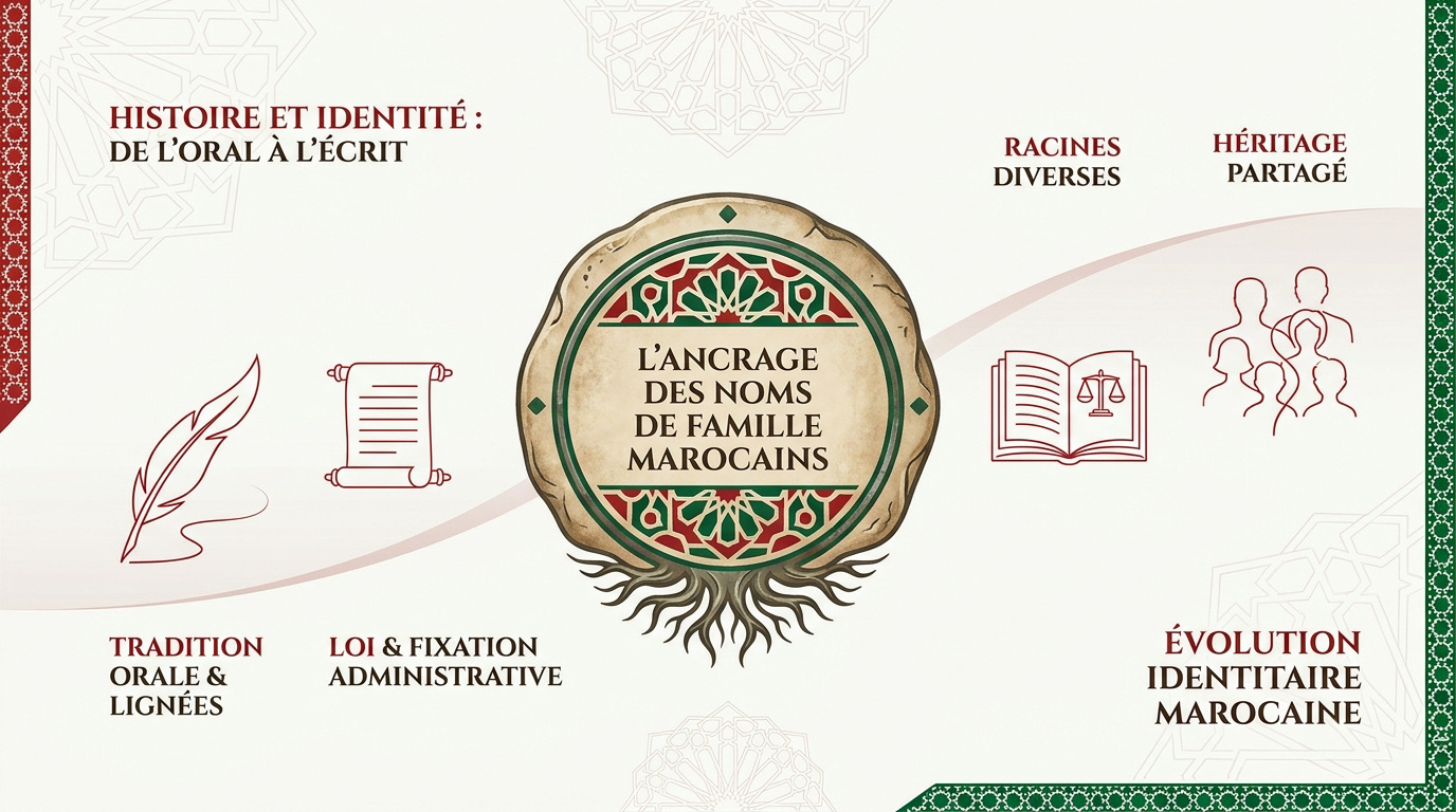 Documents d'archives de l'état civil marocain illustrant l'origine des patronymes