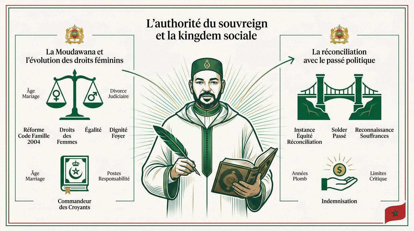 Le roi du Maroc lors d'une cérémonie officielle symbolisant les réformes sociales
