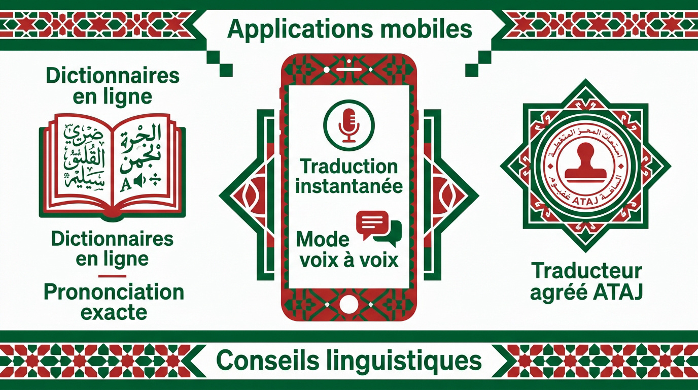 Interface d'une application de traduction français arabe marocain sur smartphone