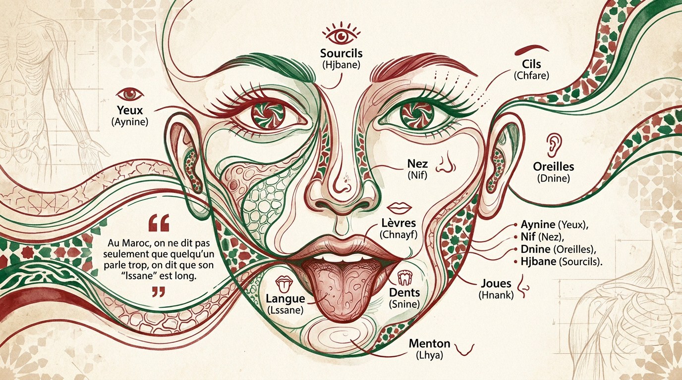 Vocabulaire des parties du visage en arabe marocain
